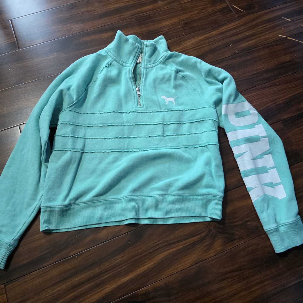 PINK Victoria's Secret Aqua Zip-Up Hoodie